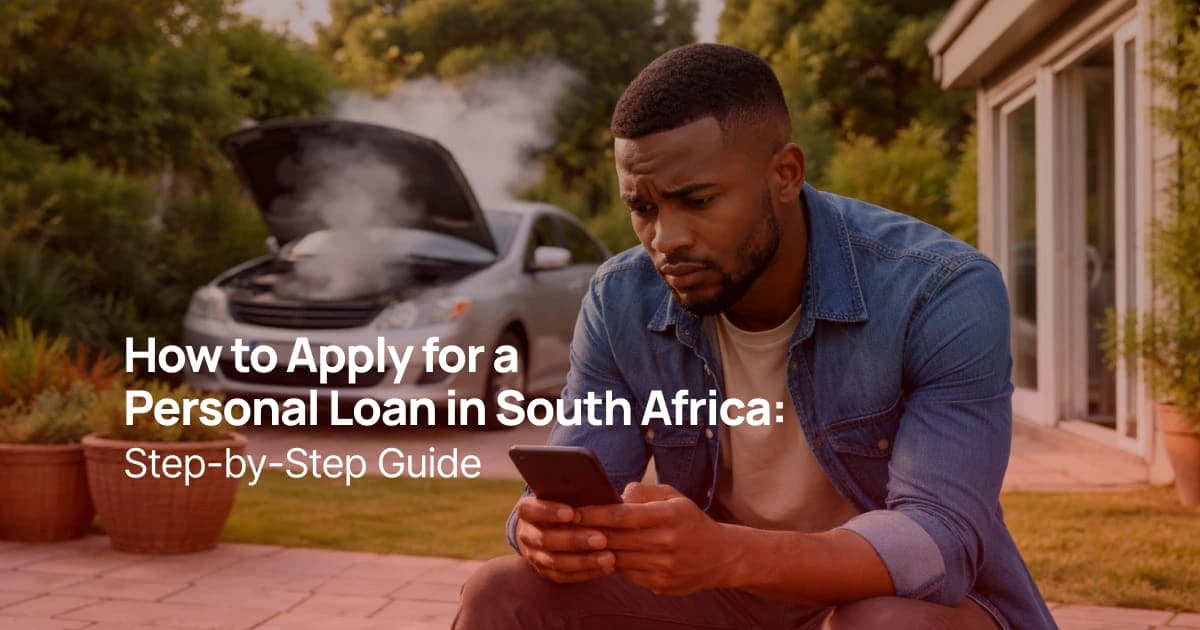 African man applying for a personal loan on his phone in South Africa