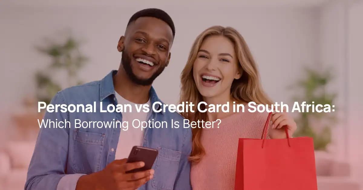 Couple comparing personal loan and credit card options in South Africa