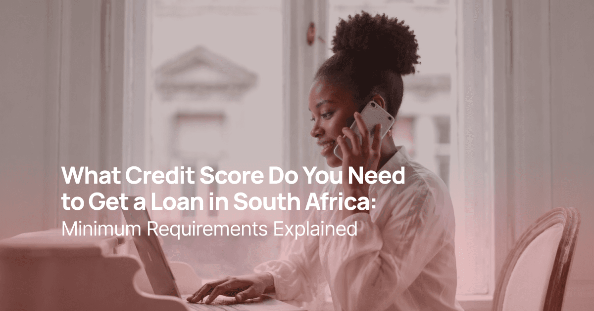 African woman checking credit score on phone before applying for a loan