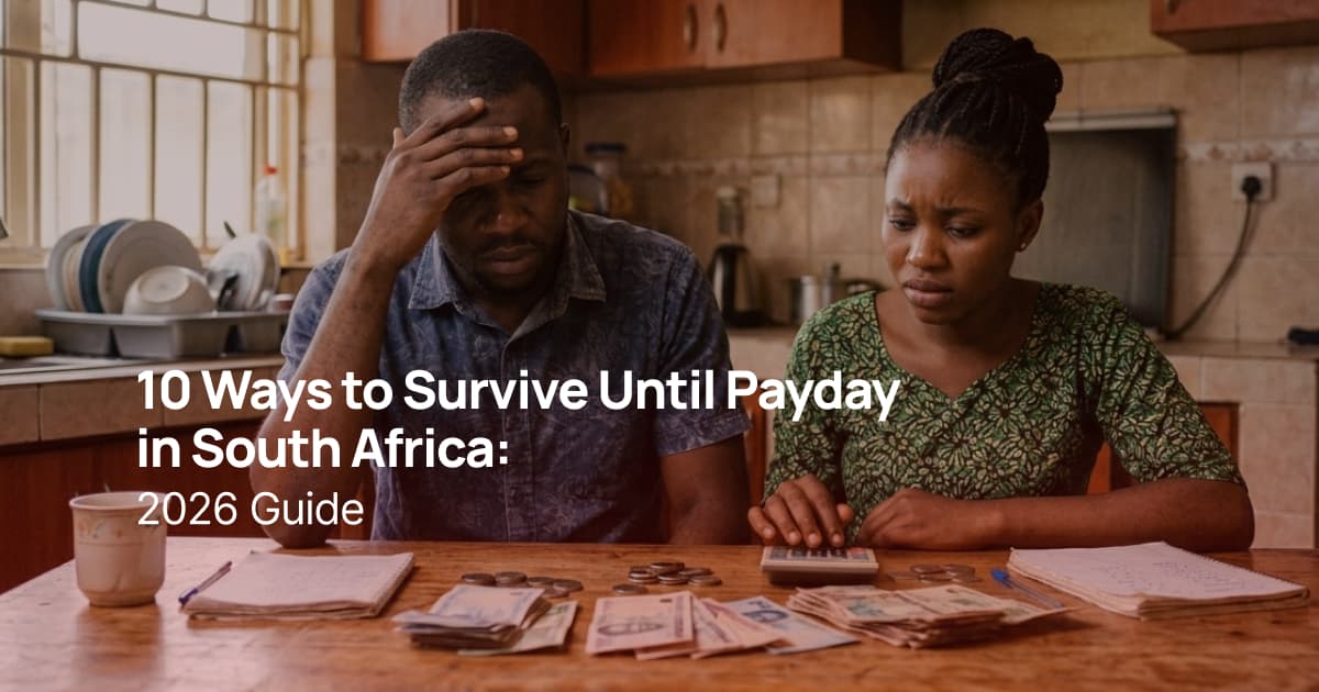 Couple managing tight budget and counting cash before payday in South Africa 2026